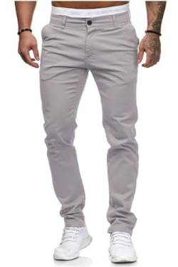 seiveini Herren Chino Hose Stretch Slim Herren Cargohose Casual Freizeithose Skinny Slim Fit Arbeitshose Lange Anzughose mit Taschen Business Hose Große Größe Stoffhose A Hellgrau XL von seiveini