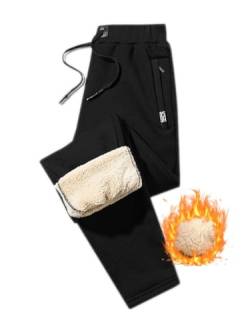 seiveini Herren Jogginghose Gefütterte Warm Sporthose mit Taschen Sweathose mit Sherpa Dicke Thermo Loungehose für Männer Fleecehose Winter Warme Jogger Gym Casual D1 Schwarz S von seiveini