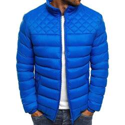 seiveini Herren Steppjacke Leichte Übergangsjacke mit Stehkragen Daunenjacken Ohne Kapuzen Winterjacke für Männer Gefüttert mit Taschen Jacket Parka Freizeit Wandern Reisen A Blau L von seiveini