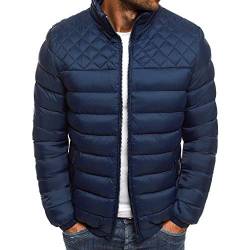 seiveini Herren Steppjacke Leichte Übergangsjacke mit Stehkragen Daunenjacken Ohne Kapuzen Winterjacke für Männer Gefüttert mit Taschen Jacket Parka Freizeit Wandern Reisen A Marine L von seiveini