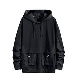 seiveini Hoodie Herren Techwear Harajuku Kapuzenpullover Hip Hop Streetwear Pullover Unisex Pullover Hoodie Damen Herren Gedruckt Sweatshirt Lässig D Schwarz 5XL von seiveini