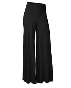 seiveini Hose Damen Elegant High Waist Plissee Weites Bein Lang Hose Palazzo Einfarbig Culottes Hose Strandhose Lose Lässige Freizeithose Schlupfhose Pumphose A Schwarz S von seiveini