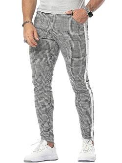 seiveini Hose Herren Casual Sommerhose Arbeitshose Anzughose mit Taschen Stretch Chinohose Mode Freizeithose Männer Slim Fit Business Hose Oversized Einfarbig D Weiß L von seiveini