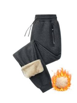 seiveini Jogginghose Herren Gefüttert Warm Trainingshose Fleece Gefütterte Jogger Hosen Thermo Lang Freizeithose Sweatpants Sporthose Winter mit Taschen mit Reißverschluss C2 Grau S von seiveini