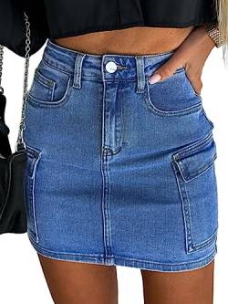 seiveini Minirock Damen Hohe Taille Denim Röcke Elegante Zerrissene Jeansröcke Damen Jeans Röcke Frauen Bleistiftrock Lässige Wickelrock Destroyed Jeansrock D S von seiveini