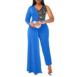 seiveini Overall Damen Elegant Jumpsuit V-Ausschnitt Langarm Bodysuit Blazer Suit Sexy Abendkleid Butt Pailletten Eng Einteiler Hohe Taille Playsuit Leistungskleidung A Blau S von seiveini