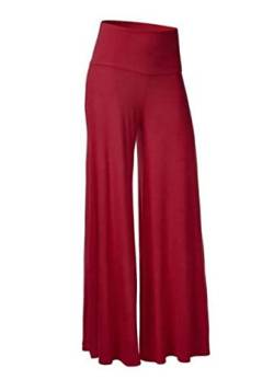 seiveini Pyjamahose Lounge Damen Weites Bein Hosen Palazzo Frauen Bequeme High Waist Hosen Damen Bootcut Yogahose High Waist Sport Schlaghose Fitness Hose Jazzpants A Rot M von seiveini