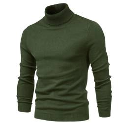 seiveini Rollkragenpullover Herren Warm Slim Fit Strickpullover Männer Rollkragen Langarm Pulli Vintage Einfarbig Wickelpullover Winterpullover Herren Grobstrick Pullover Oberteile B Grün XXL von seiveini