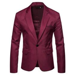 seiveini Sakko Sportlich Herren Slim Fit Blazer Männer Modern Freizeit Jackett Business Anzugjacke Blazer Jacke 2 Knöpfe Sport Mantel C Weinrot XL von seiveini