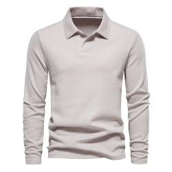 seiveini Sweatshirt Herren Polo Langarmshirts Classic Kontrast Golfshirts Revers mit Knopf Leicht Atmungsaktiv Tennis Arbeit Polo T-Shirts Tops Männer Pullover Sport Casual B Aprikose L von seiveini