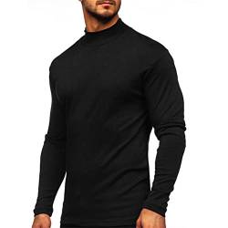 seiveini Thermooberteile für Herren Rollkragen Langarmshirts Sport Unterwäsche Winter Warm Unterhemd Herren Oberteil Langarm Baselayer Thermotop für Herren T-Shirt Unterhemd A Schwarz XL von seiveini