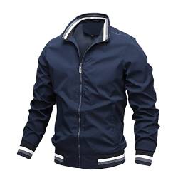 seiveini Übergangsjacke Herren Bomberjacke Herbst Winter Mantel Jacke Winddicht mit Rerverskragen Parka Warm Gefüttert Freizeitjacke Outdoor Vintage Trenchcoat Casual A Dunkelblau XXL von seiveini