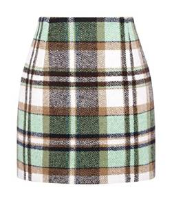 seiveini Winterrock Damen Kariert Rock mit Schlitz Hoher Taille Minikleid Figurbetont Wickelrock mit Plaid Bleistift Röcke Partyrock Midi Rock Enge Casual Rockabilly A Hellgrün M von seiveini