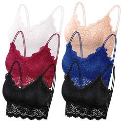 Selizo Bralettes für Frauen, gepolstert, 6er-Pack Spitzen-Bralettes für Frauen, Bandeau-BH für Frauen und Mädchen - - Small/Medium von selizo