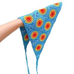 Floral Haar Schal Stirnbänder Frauen Häkeln Bandanas Elastische Haarbänder Gestrickte Dreieck Kopftuch Haar Zubehör von seluluory