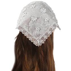 Floral Hair Scarf Headbands Sweet Lace Bandanas Headscarf Sheer Hair Kerchief Flower Headwrap Triangle Head Scarf von seluluory