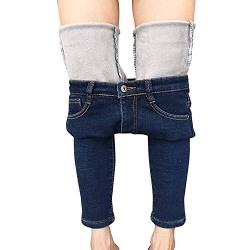 Damen Winter Fleece gefüttert Stretchy Jeggings Hohe Taille Skinny Jeans Yoga Denim Hose, dunkelblau, 38 von semen