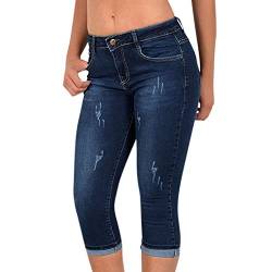 semen Caprihose Damen Sommer Jeans Stretch Kurze Denim Jeans Shorts lässig von semen