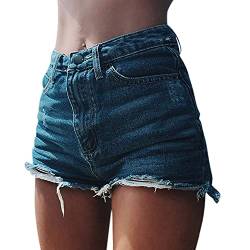 semen Damen High Waist Basic Jeansshorts Bequeme Kurze Jeans Hosen Denim Shorts Jeans Hot Pants Mädchen mit Quaste von semen