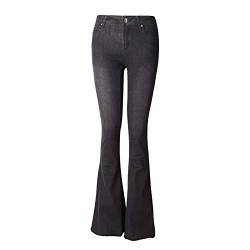 semen Damen Jeans Schlag Weite Jeanshose Bootcut Flared Jeans Schlank Casual Stretch Denim Hosen (EU44=Tag 32, Schwarz) von semen
