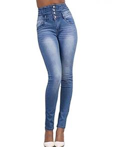 semen Damen Jeggings Lang High Waist Jeans Slim Fit Jeanshosen Frauen Stretch Denim Hose Streetwear von semen