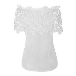 semen Damen Schulterfrei Oberteil Lace Top Weiß Bandeau Weg von Schulter Bluse Kalt Schulter Trägerlos Hemd Sommer Reizvoll Rueckenfrei Tops Party von semen