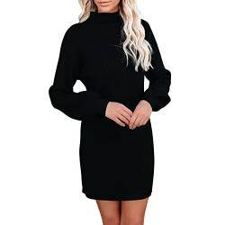 semen Damen Strickkleid Elegant Rundhals A Linien Kurz Minikleid Langarm Strickwaren Lässig Herbst Frühling Lang Tunika Pullover Skaterkleid von semen