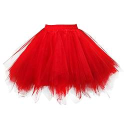 semen Damen Tutu Tüllrock Knielang Petticoat Unterrock Ballet 50er Vintage Rock Hohe Taille Rock Karneval Kostüm von semen