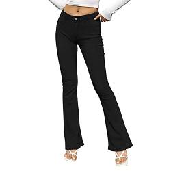 semen Denim Baumwolle Jeans Damen Schlaghose Hohe Taille mit Weitem Bein Retro Skinny Slim Hosen Bootcut von semen