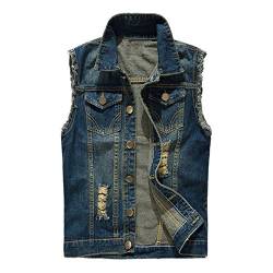 semen Herren Ärmellose Zerrissene Jeans Weste Fit Beiläufige Cowboy Denim Jacke Weste Slim Fit Beiläufige Weste Jeansweste 53 Jeans EU M = Etikett 2XL von semen