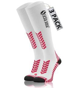 sesto senso 3 Paar Kompressionsstrümpfe Sport Damen Herren Bunt Hohe Sportsocken Laufsocken Weiß 35-38 3 pack White von sesto senso