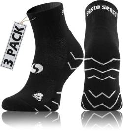 sesto senso 3 Paar Laufsocken Baumwolle Sportsocken Damen Herren Bunte Sport Socken 35-38 Schwarz von sesto senso