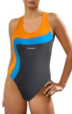 sesto senso Badeanzug Damen Sport Einteiliger Blickdichter Schwimmanzug BW728 M 36 38 Graphit von sesto senso