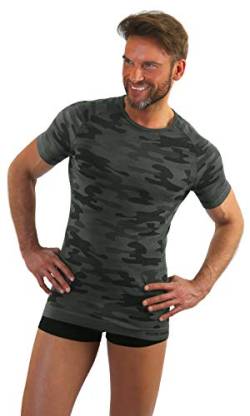 sesto senso Camouflage Kurzarm Shirt Herren Rundhals Funktionsunterwäsche Tarnung Unterhemd XXL Grpahit von sesto senso