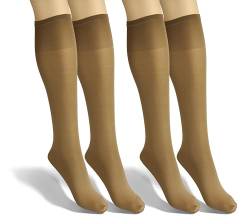 sesto senso Damen Kniestrümpfe Hautfarbe Microfaser Blickdicht 40 Den 2 Paar Kniesocken Bunt Seidenglatt Beige von sesto senso