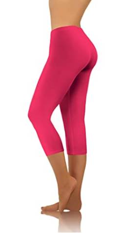sesto senso Damen Leggings Corallenfarbe 3/4 Lang Baumwolle Mädchen Fitnesshose Sporthose Bunte Yoga XL Coral von sesto senso