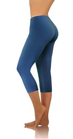 sesto senso Damen Leggings Denim 3/4 Lang Baumwolle Mädchen Fitnesshose Sporthose Bunte Yoga XXL Jeans von sesto senso