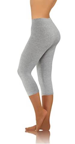 sesto senso Damen Leggings Leichte Melange 3/4 Lang Baumwolle Mädchen Fitnesshose Sporthose Bunte Yoga S Melange von sesto senso