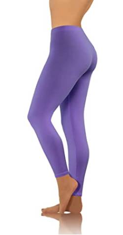 sesto senso Damen Leggings Lila Lang Baumwolle Mädchen Fitnesshose Sporthose Bunte Yoga 4XL Purple von sesto senso