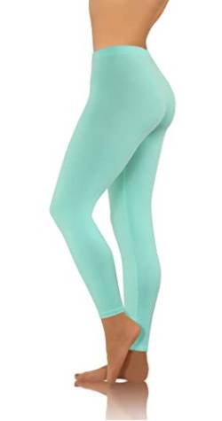 sesto senso Damen Leggings Mint Lang Baumwolle Mädchen Fitnesshose Sporthose Bunte Yoga 4XL Mint von sesto senso