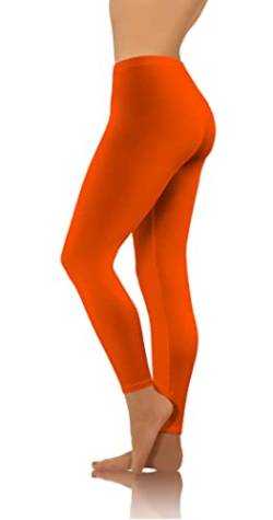 sesto senso Damen Leggings Orange Lang Baumwolle Mädchen Fitnesshose Sporthose Bunte Yoga M Orange von sesto senso