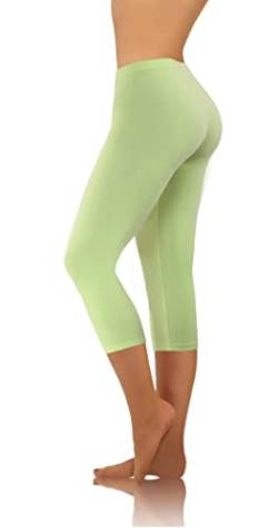 sesto senso Damen Leggings Pistazienfarbe 3/4 Lang Baumwolle Mädchen Fitnesshose Sporthose Bunte Yoga 3XL Pistachio von sesto senso