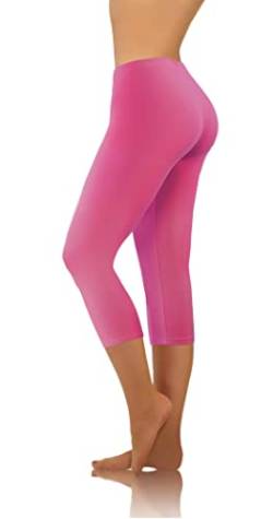 sesto senso Damen Leggings Rosa 3/4 Lang Baumwolle Mädchen Fitnesshose Sporthose Bunte Yoga L Pink von sesto senso