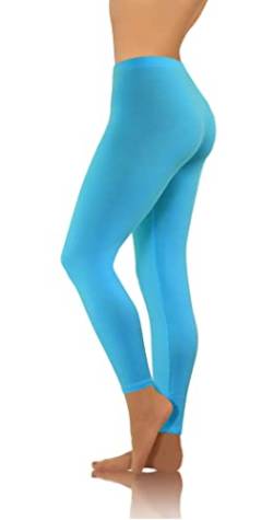 sesto senso Damen Leggings Türkis Lang Baumwolle Mädchen Fitnesshose Sporthose Bunte Yoga 4XL Turquoise von sesto senso