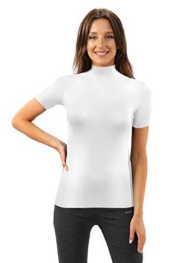 sesto senso Damen T-Shirt Kurzarm Rollkragen Nek Einfarbig Viskose L Weiß von sesto senso