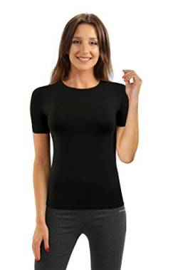 sesto senso Damen T-Shirt Kurzarm Rundhals Einfarbig Viskose M Schwarz von sesto senso