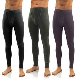 sesto senso Herren 3er Pack Lange Unterhose 114 Modell (L, Schwarz/Dunkelmelange/Graphit) von sesto senso