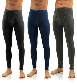 sesto senso Herren 3er Pack Lange Unterhose 114 Modell (M, Schwarz/Dunkelblau/Dunkelmelange) von sesto senso