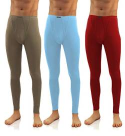 sesto senso Herren 3er Pack Lange Unterhose 114 Modell (S, Oliv/Blau/Weinrot) von sesto senso