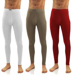 sesto senso Herren 3er Pack Lange Unterhose 114 Modell (XL, Weiß/Oliv/Weinrot) von sesto senso